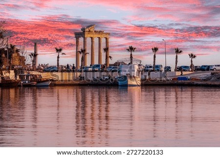 The Temple of Apollo sunset view in Side Town of Antalya Province.