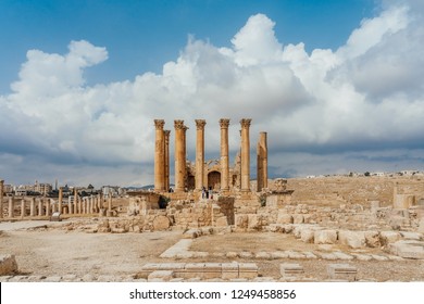 Temple of Artemis in the ancient Roman city of Gerasa, preset-day Jerash, Jordan. It is located about 48 km north of the capital Amman.