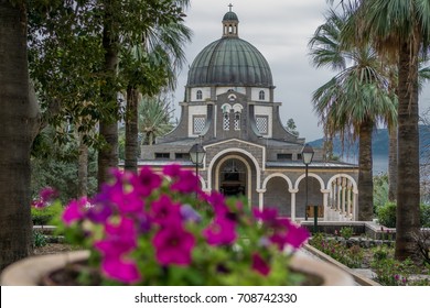 Temple of beatitudes with flowers
