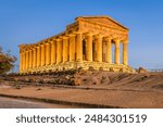 Temple of Concordia in Agrigento, Sicily, Italy at twilight.