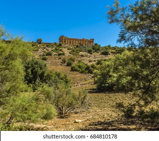 The Temple Of Concordia On A Ridge Opposite The Sicilian City Of Agrigento, In Summer 