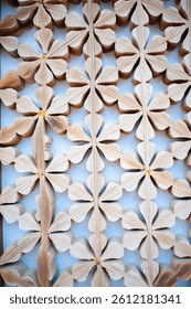 A temple gate with a beautiful pattern made of wood