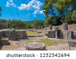 Temple of Hera (Heraion), the oldest temple of the Sanctuary in the archaeological site of Olympia in Peloponnese, Greece.