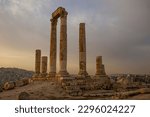 Temple of Hercules remains in Amman citadel, Amman, Jordan. 