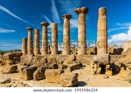 Temple of Hercules in the Valley of the Temples, Agrigento, Sicily, Italy. Valley of the Temples in Agrigento, Sicily, Italy.