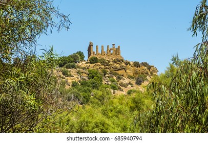 The Temple Of Juno In The Ancient Sicilian City Of Agrigento Viewed From The Base Of City Ridge In Summer