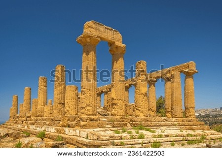 Temple of Juno in Valley of the Temples. Archaeological site in Agrigento at Sicily, Italy, Europe.