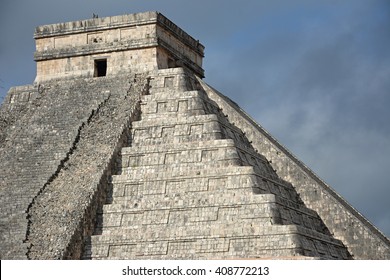 Temple Of Kukulkan, Pyramid In Chichen Itza, Yucatan, Mexico.
This Step Pyramid Is About 30 Metres (98 Ft) High And Consists Of 9 Square Terraces, With A Temple Upon The Summit.