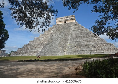 Temple Of Kukulkan, Pyramid In Chichen Itza, Yucatan, Mexico.
This Step Pyramid Is About 30 Metres High And Consists Of 9 Square Terraces, Each 2.57 Metres High, With A 6-metre Temple At The Summit.
