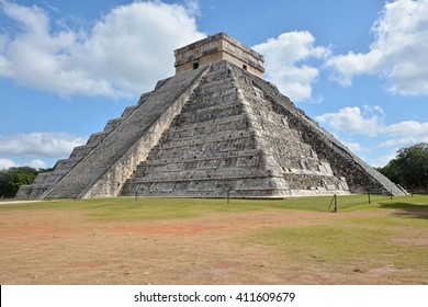 Temple Of Kukulkan, Pyramid In Chichen Itza, Yucatan, Mexico.
This Step Pyramid Is About 30 Metres High And Consists Of 9 Square Terraces, Each 2.57 Metres High, With A 6-metre Temple At The Summit.
