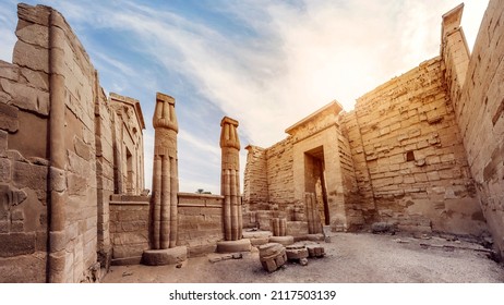 Temple of Medinet Habu. Egypt, Luxor. The Mortuary Temple of Ramesses III at Medinet Habu is an important New Kingdom period structure in the West Bank of Luxor in Egypt