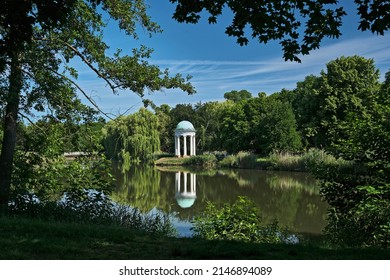 The Temple Of The Muses At The Large Park Pond In The AGRA Park Markkleeberg Near Leipzig.