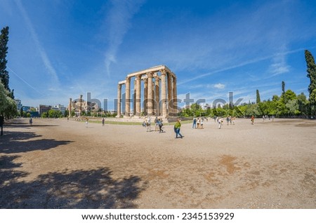 The Temple of Olympian Zeus, also known as the Olympieion or Columns of the Olympian Zeus in the Athens, Greece.