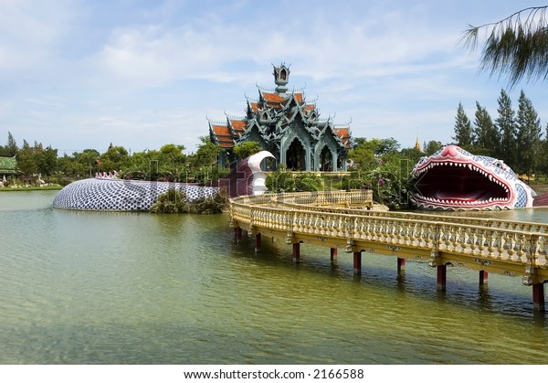 Temple  On Lake Surrounded By Giant Stock Photo Edit Now 