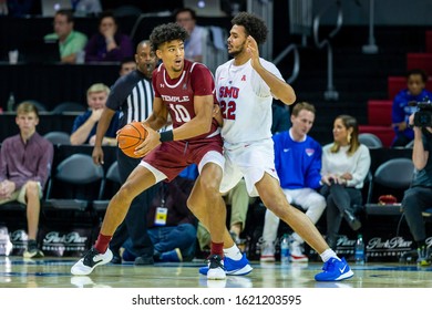 Temple Owls forward Jake Forrester (10) and Southern Methodist Mustangs forward Isiah Jasey (22) during a  between the Temple Owls and SMU Mustangs January 18, 202, at Moody Coliseum, Dallas, TX