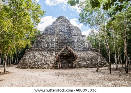 Temple of the Paintings at the ruins of the Mayan city Coba, Mexico