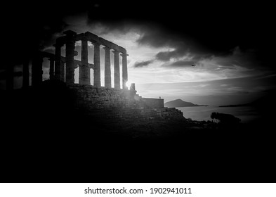 The Temple of Poseidon at the archeological site in Sounion, Greece