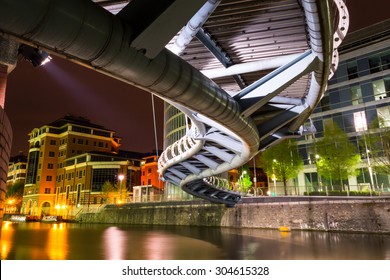 Temple Quay bridge by night, captured at Bristol, England, UK