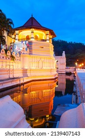 Temple of the Sacred Tooth Relic or Sri Dalada Maligawa in Kandy at sunset. Sacred Tooth Relic Temple is a Buddhist temple located in the royal palace complex of the Kingdom of Kandy.