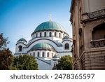 Temple of Saint Sava, view on largest Serbian Orthodox church dedicated to Saint Sava, founder of the Serbian Orthodox Church, located in Belgrade, Serbia.