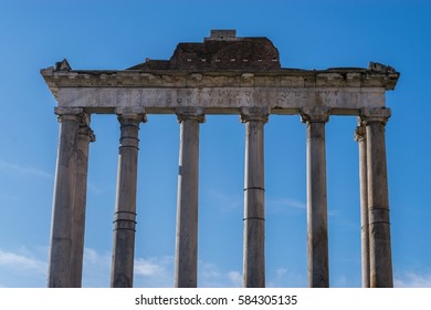 Temple Of Saturn At The Roman Forum.