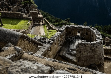 Temple of the Sun Stone Structure at Machu Picchu Peru