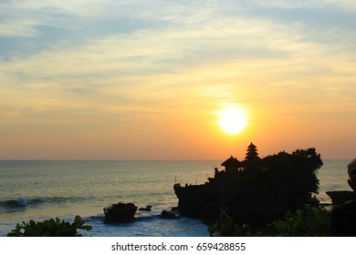 Temple sunset sea