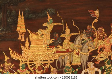 Temple Wall Painting, Ramayana