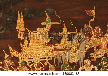 Temple Wall Painting, Ramayana