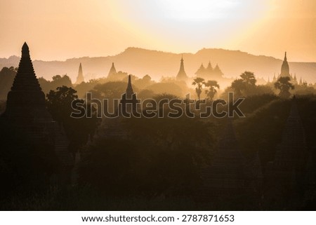 temples of Bagan at the sunset 
