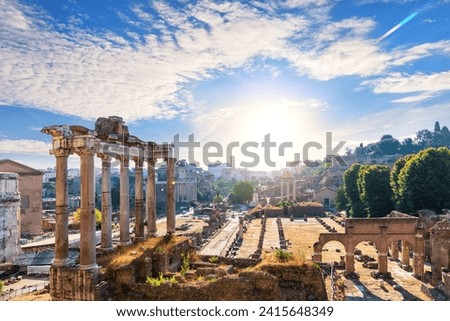 The Temples, Basilicas and other antique ruins of Roman Forum, Rome, Italy