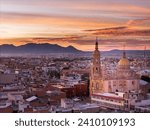 Templo San Antonio in Aguascalientes Mexico with the iconic Cerro de Muerto at sunset