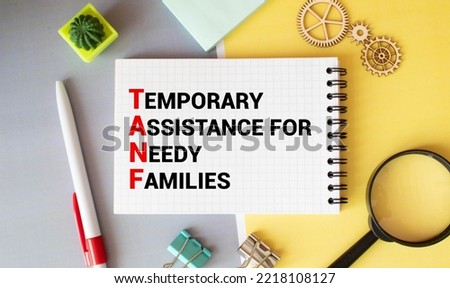 Temporary Assistance for Needy Families TANF is shown on a photo using the text