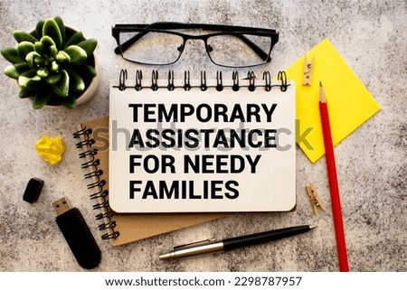 Temporary Assistance for Needy Families TANF is shown on a photo using the text.