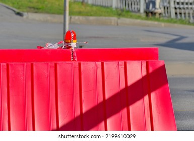 Temporary Fencing At The Site Of Road Works