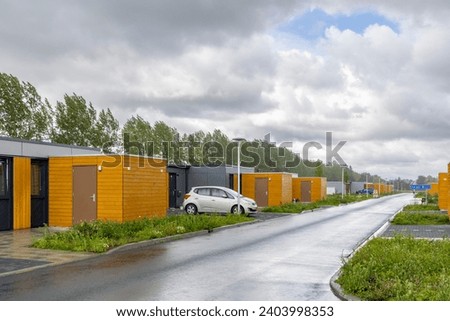Temporary housing Helper buurt to replace broken houses due to earthquakes and gas extraction in Ten Boer municipality Midden-Groningen in Groningen province The Netherlands.