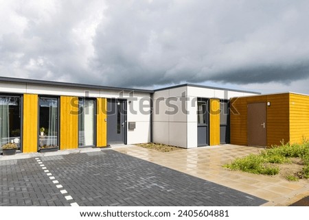 Temporary housing Helper buurt to replace broken houses due to earthquakes and gas extraction in Ten Boer municipality Midden-Groningen in Groningen province The Netherlands.