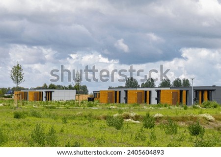 Temporary housing Helper buurt to replace broken houses due to earthquakes and gas extraction in Ten Boer municipality Midden-Groningen in Groningen province The Netherlands.