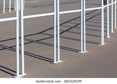 Temporary metal barrier on the street to prevent crush