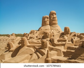 Temporary Sand Sculpture On A Beach In Texel, The Netherlands