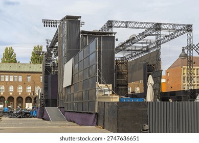 Temporary Stage Setup Live Event Concert at City Square in Szeged Hungary