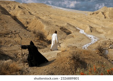 Temptation of Christ in the Wilderness of Judea - Israel. - Shutterstock ID 2326889801