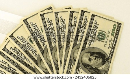 Ten 100$ Bills. USD currency wallpaper image.