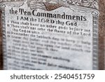 Ten Commandments from the Bible on Display in a City Park texture spiritual commands