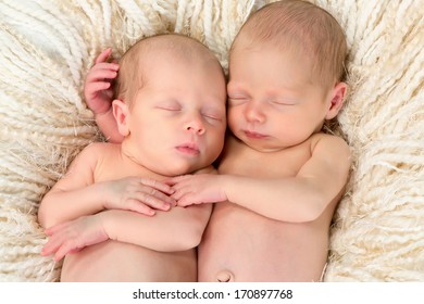 Ten Days Old Newborn Twin Babies Asleep Together