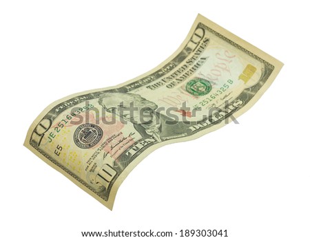 Ten dollar bill isolated on white 