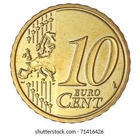 Ten euro cent on white background