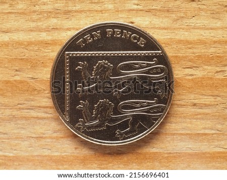 ten pence coin reverse side, currency of the United Kingdom