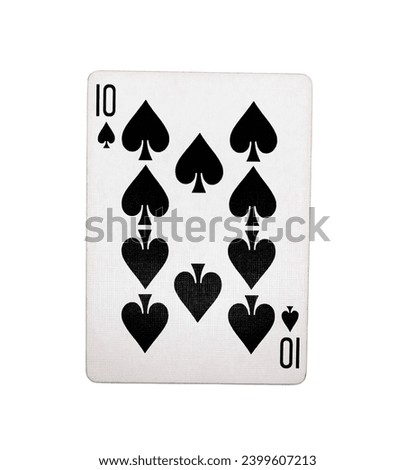 Ten of Spades playing card on a white background 