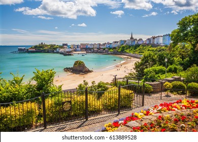 Tenby Beach And Park, Pembrokeshire, Wales, UK